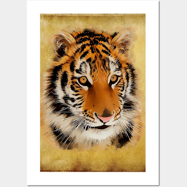 The Tiger Stare / Watercolour Art Wall Art by Naumovski